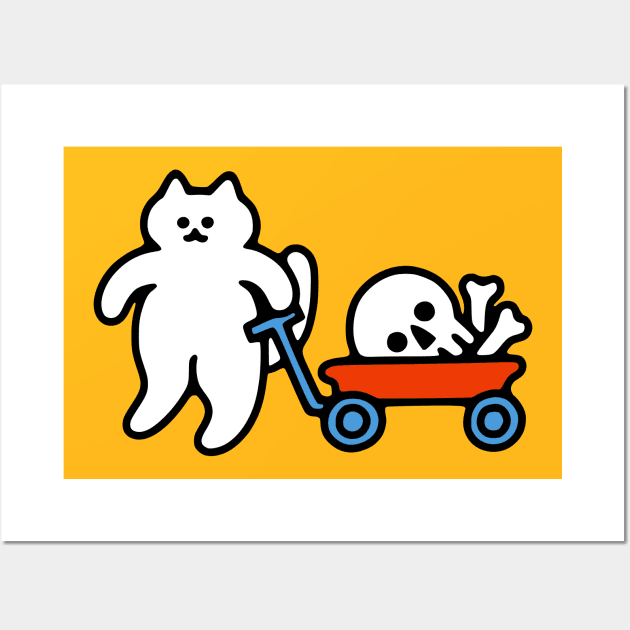 Cat and Skull Wagon Wall Art by obinsun